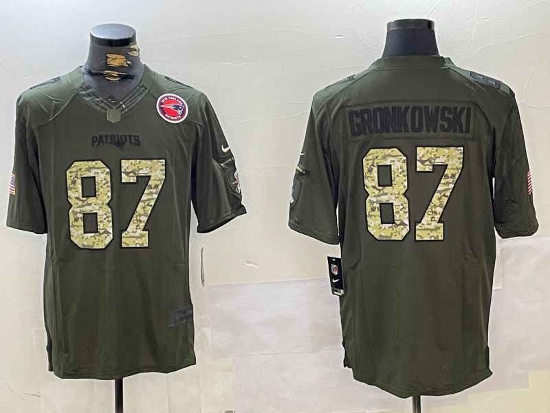 Men New England Patriots #87 Gronkowski Green 2024 Nike Olive Salute To Service Limited NFL Jersey style 2->chicago bears->NFL Jersey